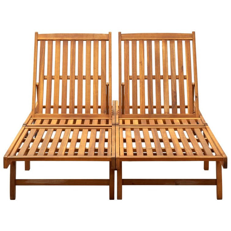 Patio Lounge Chair Outdoor Sunbed Poolside Sunlounger Solid Acacia Wood